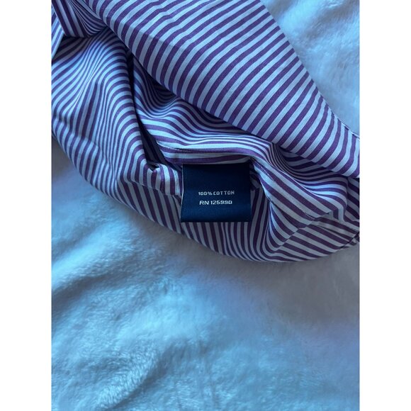 Faconnable Womens Purple White Striped Long-Sleeve Button-Down Shirt Size 4 - Picture 7 of 9